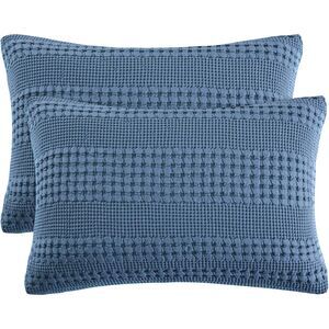 🧵 PHF Cotton Waffle Weave Pillow Shams 2pk Denim Blue Standard Boho